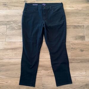 NYDJ Size 14 Black Alina Convertible Ankle 5 Pocket Jeans Lift Tuck Technology